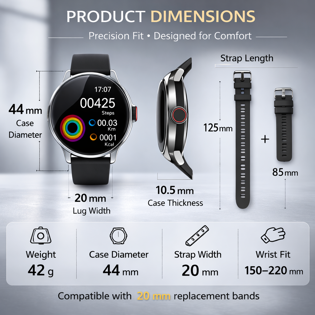 Smart Fitness Watch with Bluetooth Calling - Heart Rate Monitor & 100+ Sports Modes