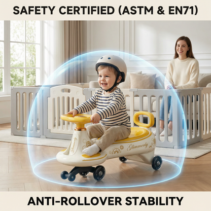 Premium Wiggle Car for Kids - Indoor & Outdoor Ride-On Toy with Silent Wheels (Yellow)