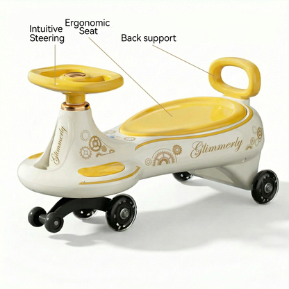 Premium Wiggle Car for Kids - Indoor & Outdoor Ride-On Toy with Silent Wheels (Yellow)