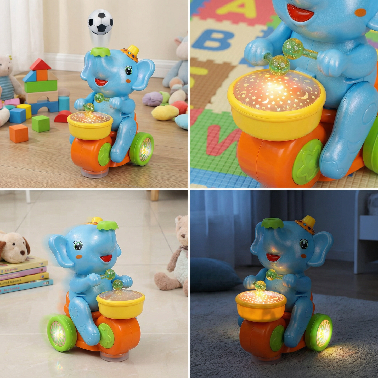 Light-Up Musical Elephant Toy Set - Educational Sensory Play for Infants & Toddlers