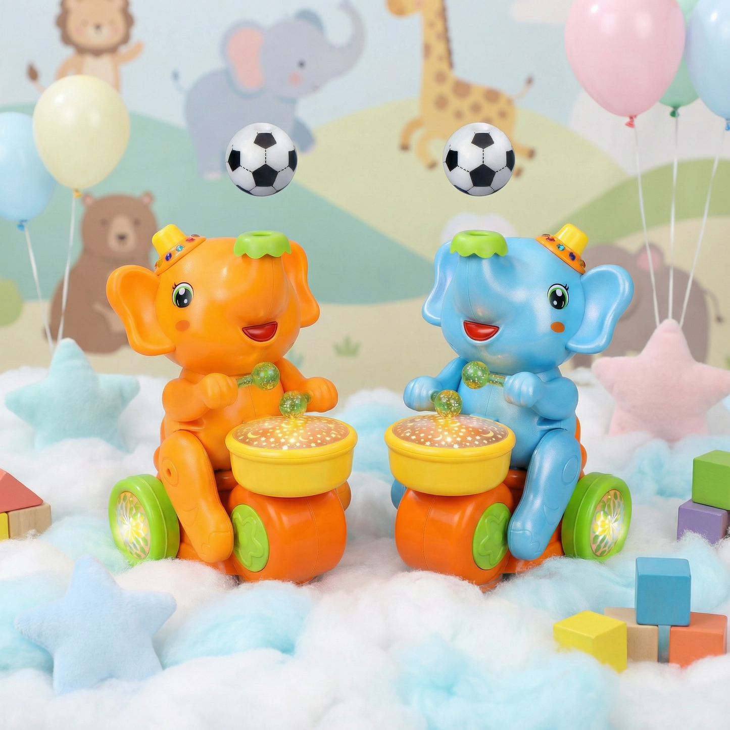 Light-Up Musical Elephant Toy Set - Educational Sensory Play for Infants & Toddlers
