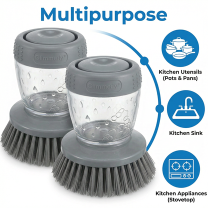 Kitchen Soap Dispensing Dish Brush - Ergonomic Scrub Brush for Pots, Pans & Sink